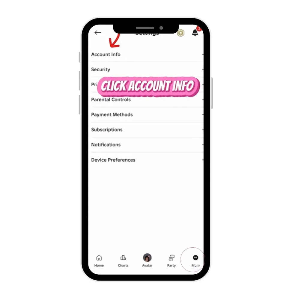 Click on Account info Click on Account info